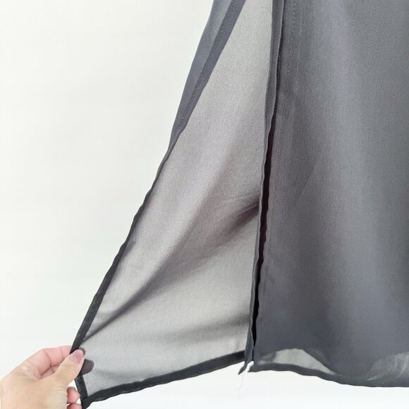 Tristan & Iseut Sheer Grey Chiffon Long Skirt Drawstring Closure Size L Vintage - Picture 3 of 12